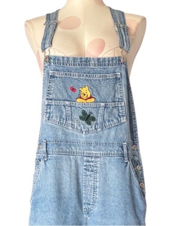 Disney Denim - 90s / Y2K Disney Vintage Overalls Winnie the Pooh Embroidered Carpenter Bib - L